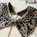 Black And Gold Gorgeous Lace Collar Fashion Fake..