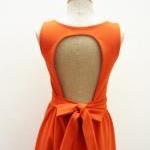 Party Dress Tangerine Open Back Dress With Bow