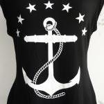 The Anchor Asymmetric Hem Women T-shirt (black)