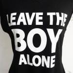 Leave The Boy Alone Asymmetric Hem Women T-shirt..