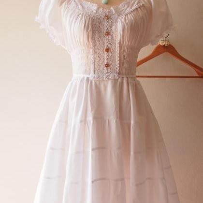 Juliet - White Vintage Dress Boho Bohemian..