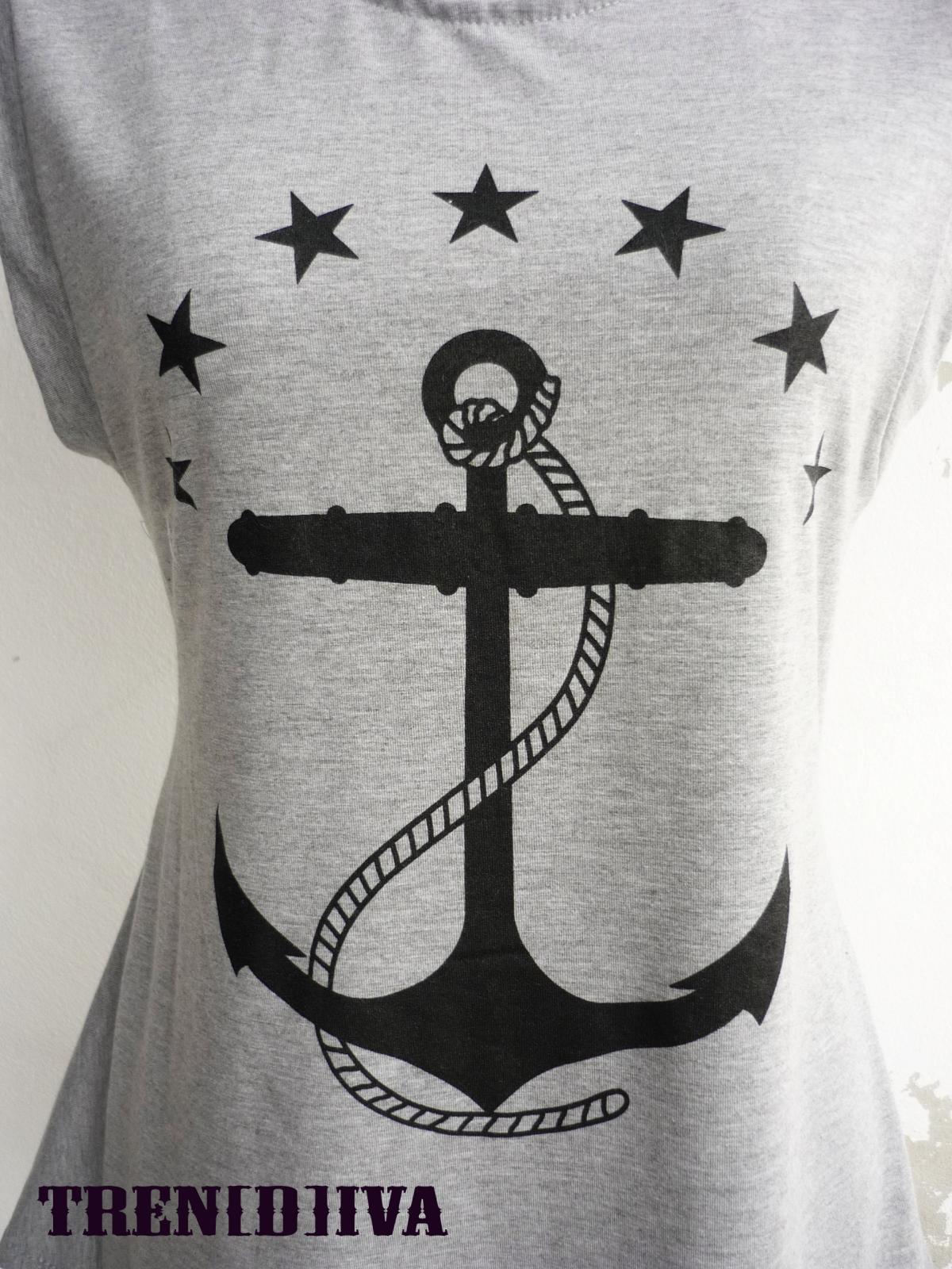The Anchor Asymmetric Hem Women Tee T-shirt (light Gray)