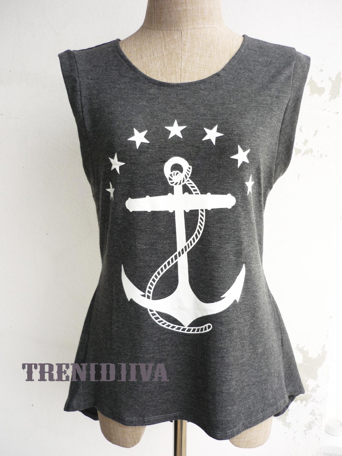 The Anchor Nautical Asymmetric Hem Women T-shirt (dark Gray)