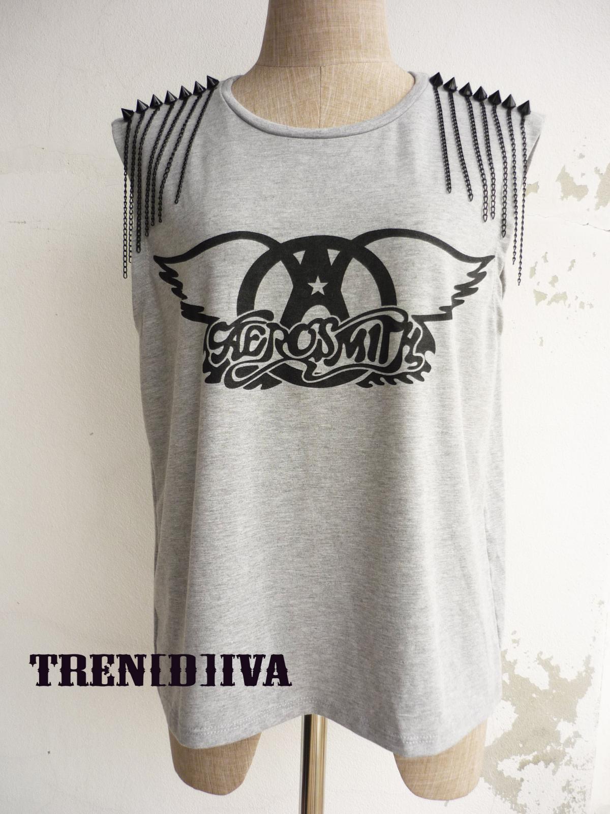 The Aerosmith D.i.y Peace Stud Chain T-shirt (light Gray) Size