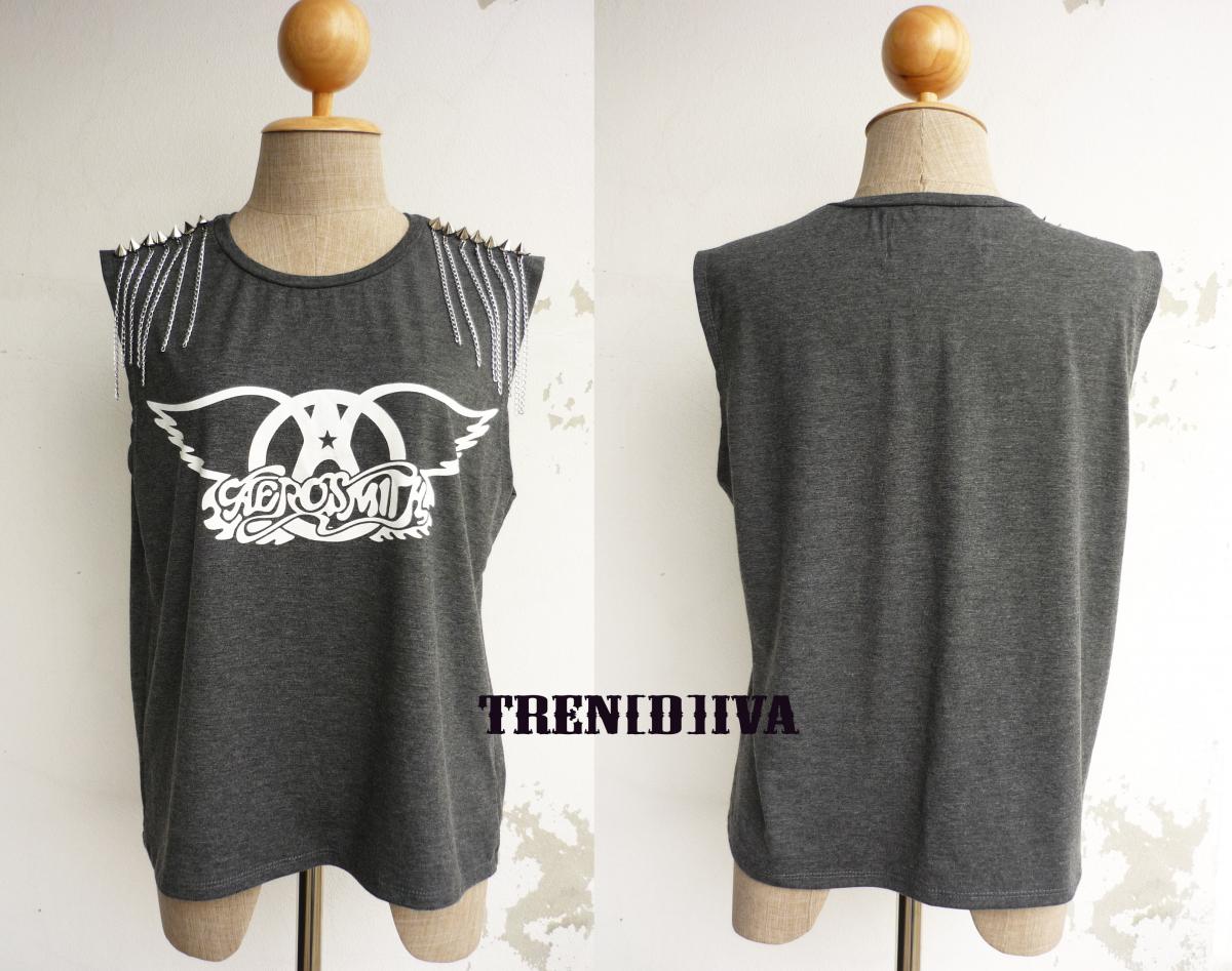 The Aerosmith D.i.y Peace Stud Chain T-shirt (dark Gray) Size