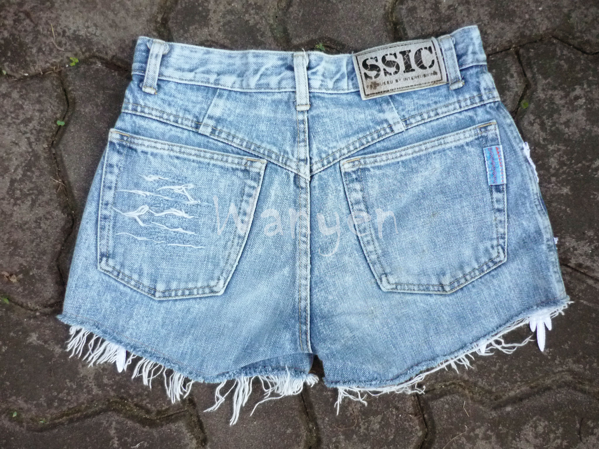 Hippie Lace Shorts With Stud Upcycled Destroyed Denim Shorts Lace